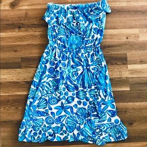 Lily Pulitzer Blue Strapless Shell Dress
